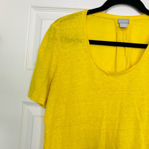 Chico’s yellow linen t-shirt small - Picture 2 of 5